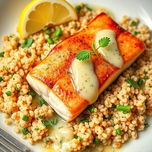 Pan-Seared Salmon with Quinoa and Lemon-Dill Sauce