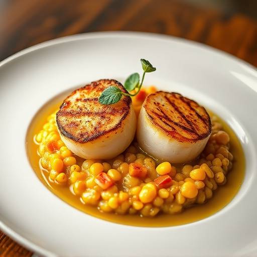 Seared Scallops with Butternut Squash Risotto and Sage Brown Butter