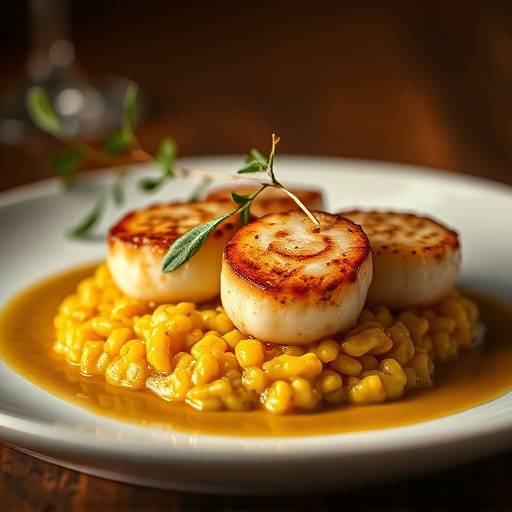 Seared Scallops with Butternut Squash Risotto and Sage Brown Butter